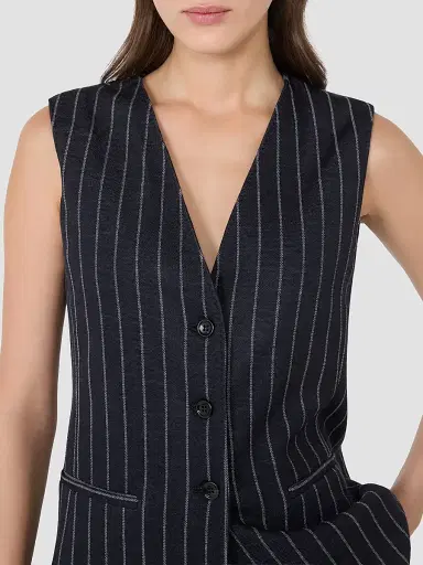 Max Mara Women's Pinstripe Viscose and Wool Jersey Gilet - Ultramarine - Size 2 | Thumbnail 5