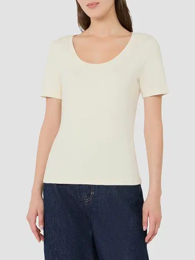 Weekend Max Mara Women's Fine Rib Knit Jersey T-Shirt - Ivory - Size XL | Thumbnail 3