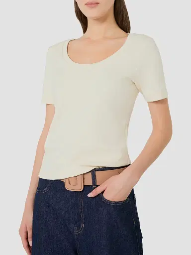 Weekend Max Mara Women's Fine Rib Knit Jersey T-Shirt - Ivory - Size XL | Thumbnail 4