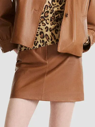 Marella Women's Leather Mini Skirt - Tobacco Brown | Thumbnail 4 Marella Women's Leather Mini Skirt - Tobacco Brown | Thumbnail 4