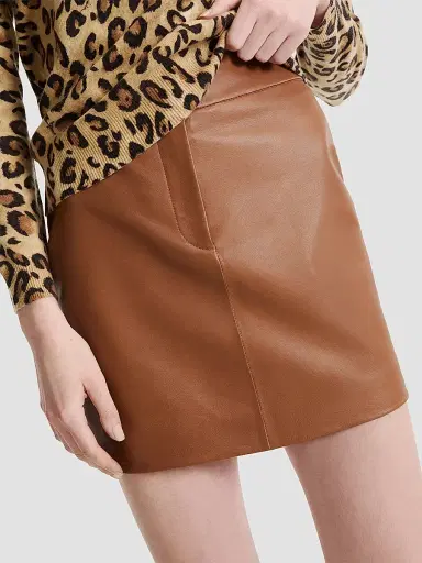Marella Women's Leather Mini Skirt - Tobacco Brown | Thumbnail 5 Marella Women's Leather Mini Skirt - Tobacco Brown | Thumbnail 5