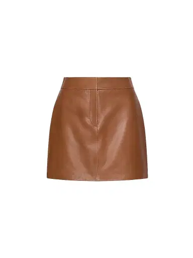 Marella Women's Leather Mini Skirt - Tobacco Brown | Thumbnail 1 Marella Women's Leather Mini Skirt - Tobacco Brown | Thumbnail 1