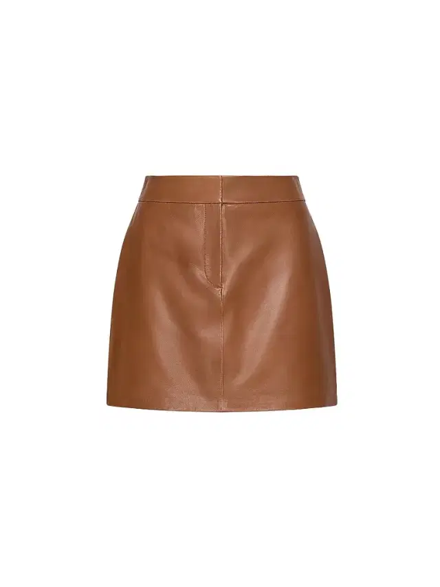 Marella Women's Leather Mini Skirt - Tobacco Brown