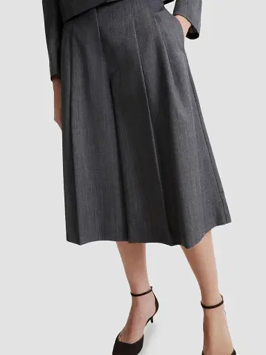 Marella Women's Gabardine Culottes - Melange Grey - Size 10 | Thumbnail 2