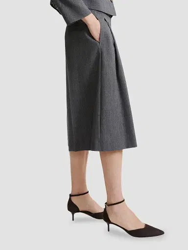 Marella Women's Gabardine Culottes - Melange Grey - Size 10 | Thumbnail 3