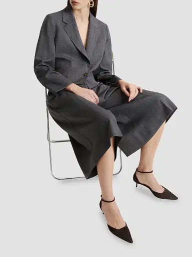 Marella Women's Gabardine Culottes - Melange Grey - Size 10 | Thumbnail 4