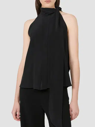Max Mara Women's Sleeveless Crepe De Chine Top - Black - Size 16 | Thumbnail 3