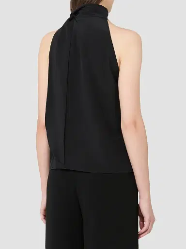 Max Mara Women's Sleeveless Crepe De Chine Top - Black - Size 16 | Thumbnail 4