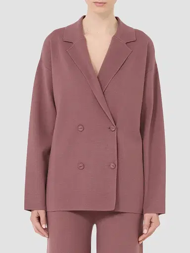 MM Max Mara Women's Double Breasted Jacket in Viscose Crepe Yarn - Mauve - Size XL | Thumbnail 2 MM Max Mara Women's Double Breasted Jacket in Viscose Crepe Yarn - Mauve - Size XL | Thumbnail 2