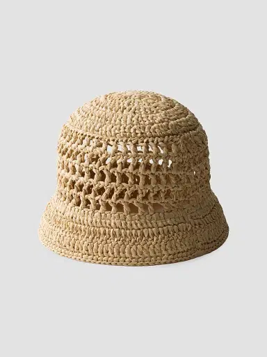 Prada Women's Crochet Bucket Hat - Beige | Thumbnail 2