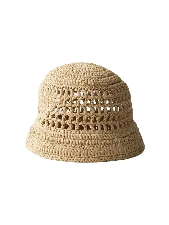 Women's Crochet Bucket Hat - Beige