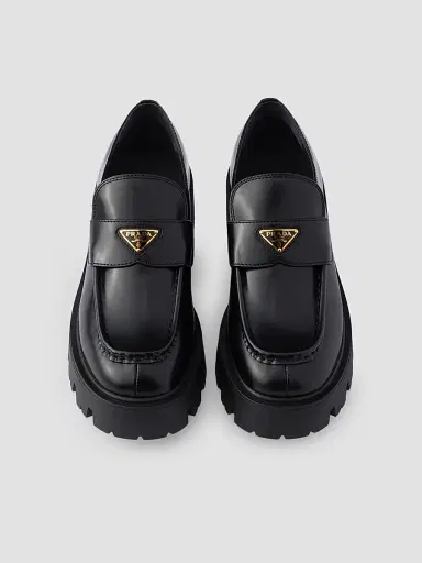 Prada Women's Brushed Leather Loafers | Thumbnail 2 Prada Women's Brushed Leather Loafers | Thumbnail 2