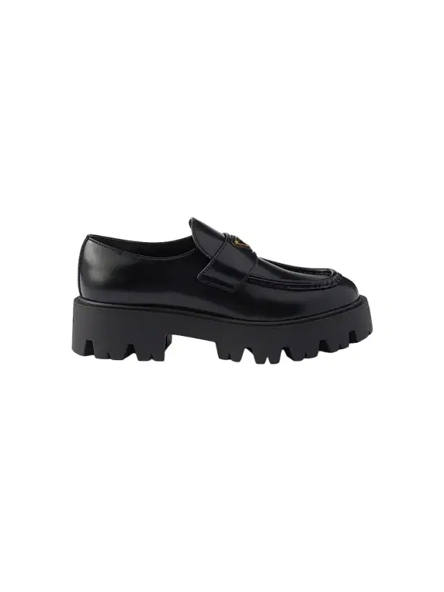 Prada Women's Brushed Leather Loafers - Black