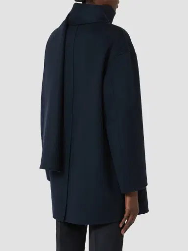 Max Mara Women's Short Wool Coat with Scarf - Midnight Blue - Size 14 | Thumbnail 3 Max Mara Women's Short Wool Coat with Scarf - Midnight Blue - Size 14 | Thumbnail 3