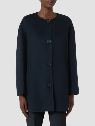 Max Mara Women's Short Wool Coat with Scarf - Midnight Blue - Size 14 | Thumbnail 4 Max Mara Women's Short Wool Coat with Scarf - Midnight Blue - Size 14 | Thumbnail 4