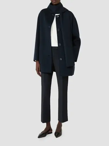 Max Mara Women's Short Wool Coat with Scarf - Midnight Blue - Size 14 | Thumbnail 7 Max Mara Women's Short Wool Coat with Scarf - Midnight Blue - Size 14 | Thumbnail 7