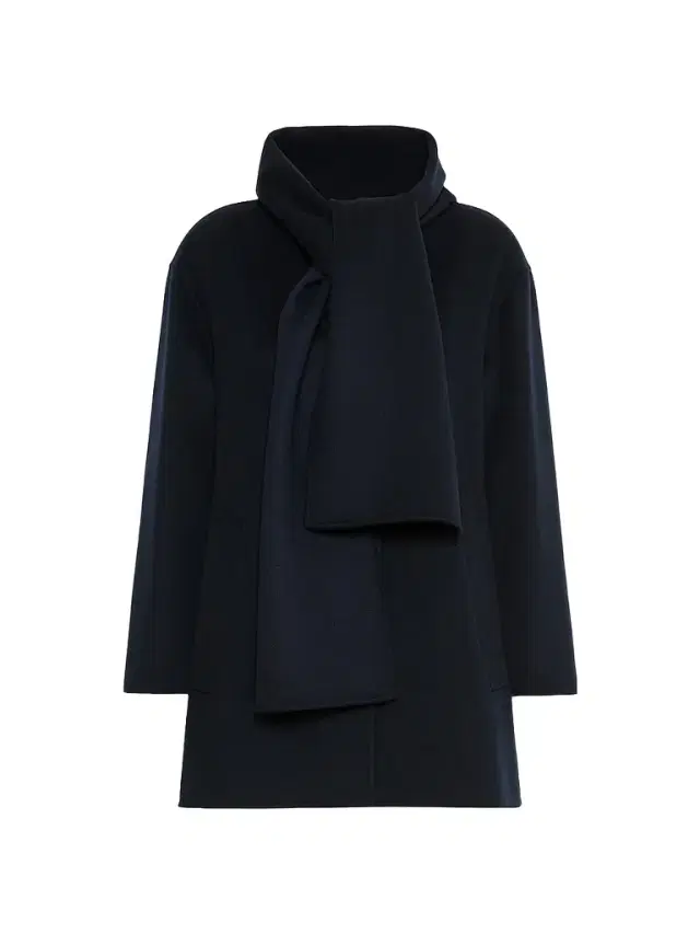 Max Mara Women's Short Wool Coat with Scarf - Midnight Blue