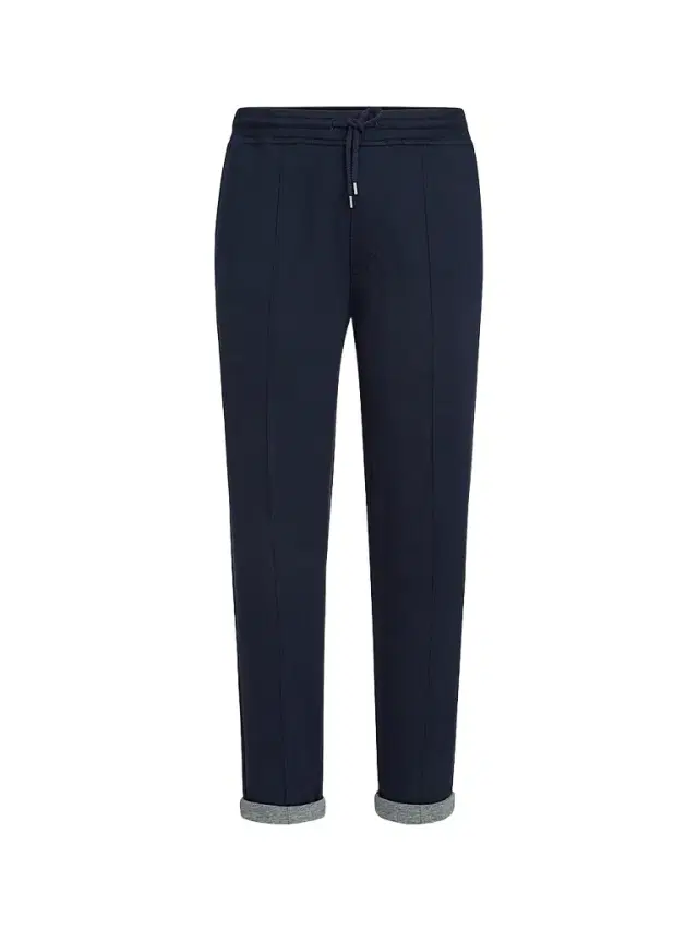 Brunello Cucinelli Men's French Terry Double Cloth Trousers with Crête Detail - Cobalt
