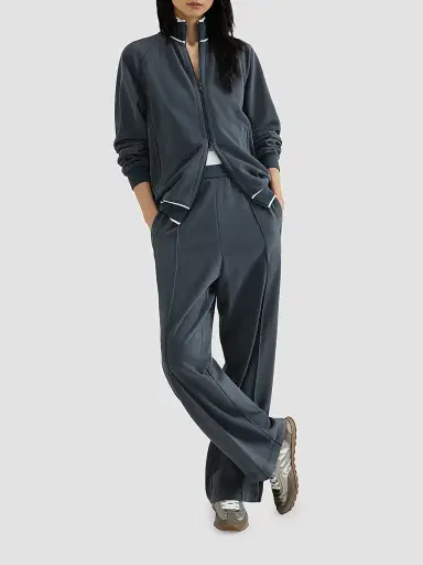 Brunello Cucinelli Women's Cotton Smooth French Terry Track Trousers - Navy Blue - Size Small | Thumbnail 5 Brunello Cucinelli Women's Cotton Smooth French Terry Track Trousers - Navy Blue - Size Small | Thumbnail 5