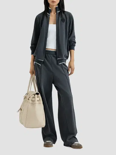 Brunello Cucinelli Women's Cotton Smooth French Terry Track Trousers - Navy Blue - Size Small | Thumbnail 6 Brunello Cucinelli Women's Cotton Smooth French Terry Track Trousers - Navy Blue - Size Small | Thumbnail 6