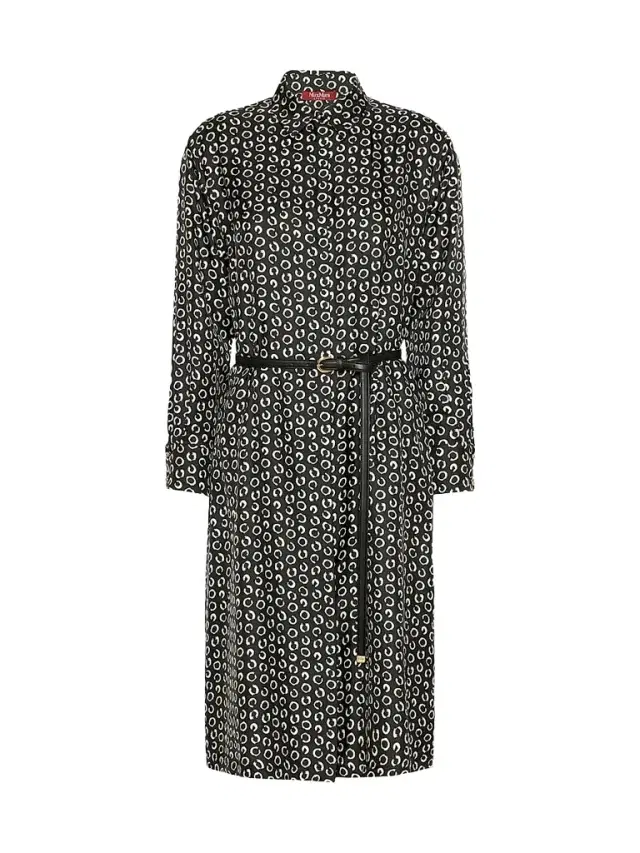 Max Mara Women's Printed Silk Shirt Dress - Black White