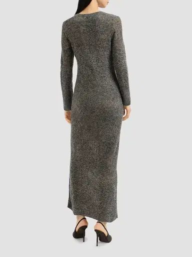 Brunello Cucinelli Women's Lace Flowers Knit Dress in Sparkling Mohair - Lead | Thumbnail 3 Brunello Cucinelli Women's Lace Flowers Knit Dress in Sparkling Mohair - Lead | Thumbnail 3