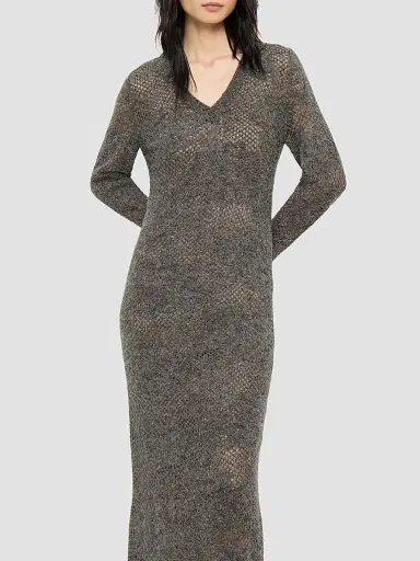 Brunello Cucinelli Women's Lace Flowers Knit Dress in Sparkling Mohair - Lead | Thumbnail 4 Brunello Cucinelli Women's Lace Flowers Knit Dress in Sparkling Mohair - Lead | Thumbnail 4
