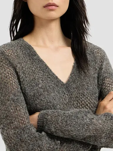 Brunello Cucinelli Women's Lace Flowers Knit Dress in Sparkling Mohair - Lead | Thumbnail 5 Brunello Cucinelli Women's Lace Flowers Knit Dress in Sparkling Mohair - Lead | Thumbnail 5