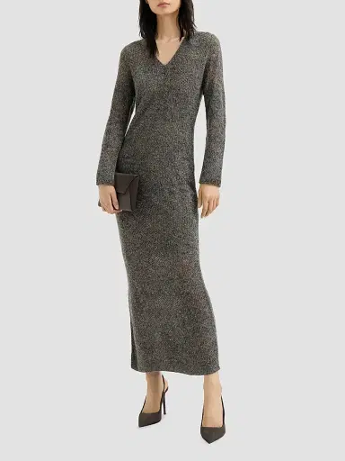 Brunello Cucinelli Women's Lace Flowers Knit Dress in Sparkling Mohair - Lead | Thumbnail 6 Brunello Cucinelli Women's Lace Flowers Knit Dress in Sparkling Mohair - Lead | Thumbnail 6