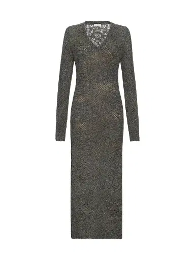 Brunello Cucinelli Women's Lace Flowers Knit Dress in Sparkling Mohair - Lead | Thumbnail 1 Brunello Cucinelli Women's Lace Flowers Knit Dress in Sparkling Mohair - Lead | Thumbnail 1
