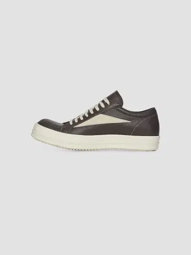 Rick Owens Men's Vintage Leather Low-Top Sneakers - Black Milk - Size 7 | Thumbnail 4
