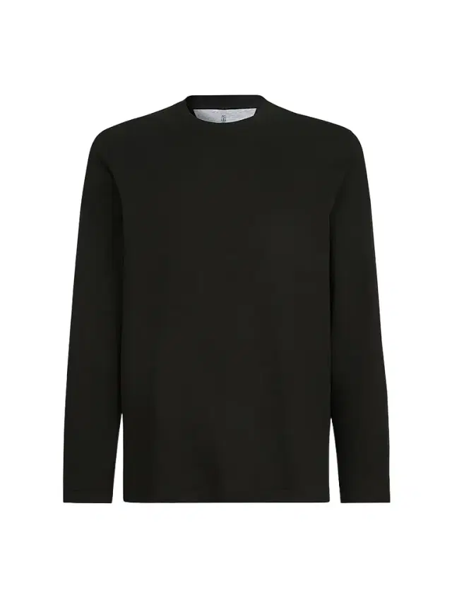 Brunello Cucinelli Men's Cotton Jersey Long Sleeve Crewneck T-Shirt