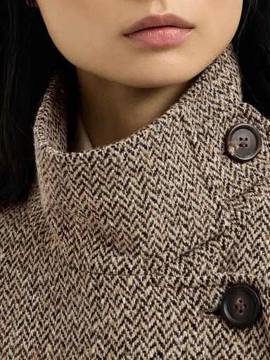 Brunello Cucinelli Women's Sparkling Virgin Wool Chevron Belted Coat | Thumbnail 5