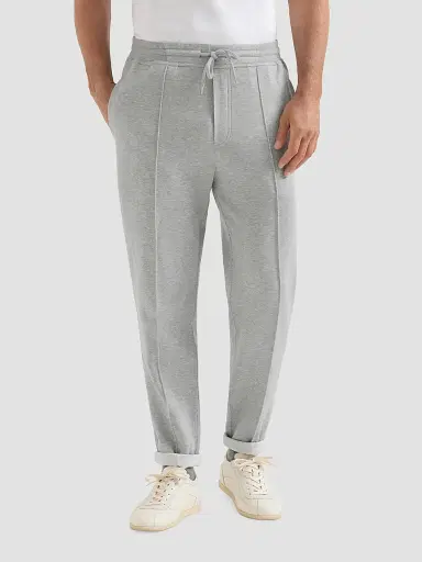 Brunello Cucinelli Men's French Terry Double Cloth Trousers with Crête Detail - Medium Grey - Size XXXXL | Thumbnail 2 Brunello Cucinelli Men's French Terry Double Cloth Trousers with Crête Detail - Medium Grey - Size XXXXL | Thumbnail 2