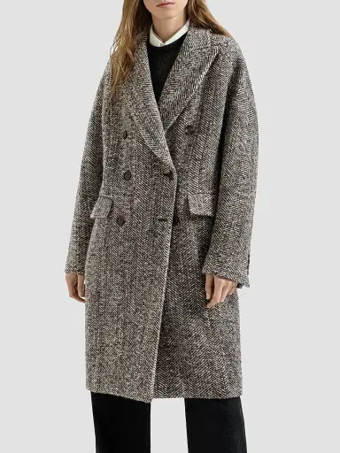 Brunello Cucinelli Women's Dazzling Virgin Wool and Alpaca Chevron Coat | Thumbnail 2