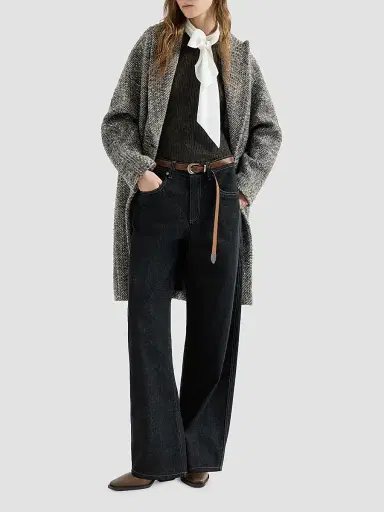 Brunello Cucinelli Women's Dazzling Virgin Wool and Alpaca Chevron Coat | Thumbnail 6