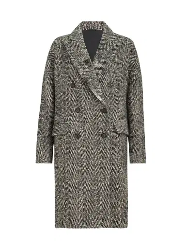 Brunello Cucinelli Women's Dazzling Virgin Wool and Alpaca Chevron Coat | Thumbnail 1