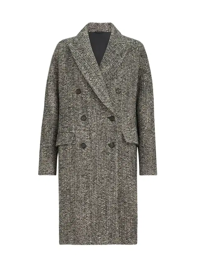 Brunello Cucinelli Women's Dazzling Virgin Wool and Alpaca Chevron Coat