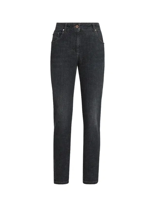 Brunello Cucinelli Women's Stretch Denim Slim Five-Pocket Jeans - Dark Grey