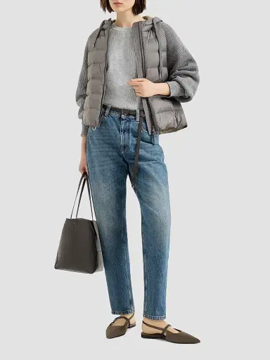 Brunello Cucinelli Women's Authentic Denim Baggy Tapered Jeans | Thumbnail 6