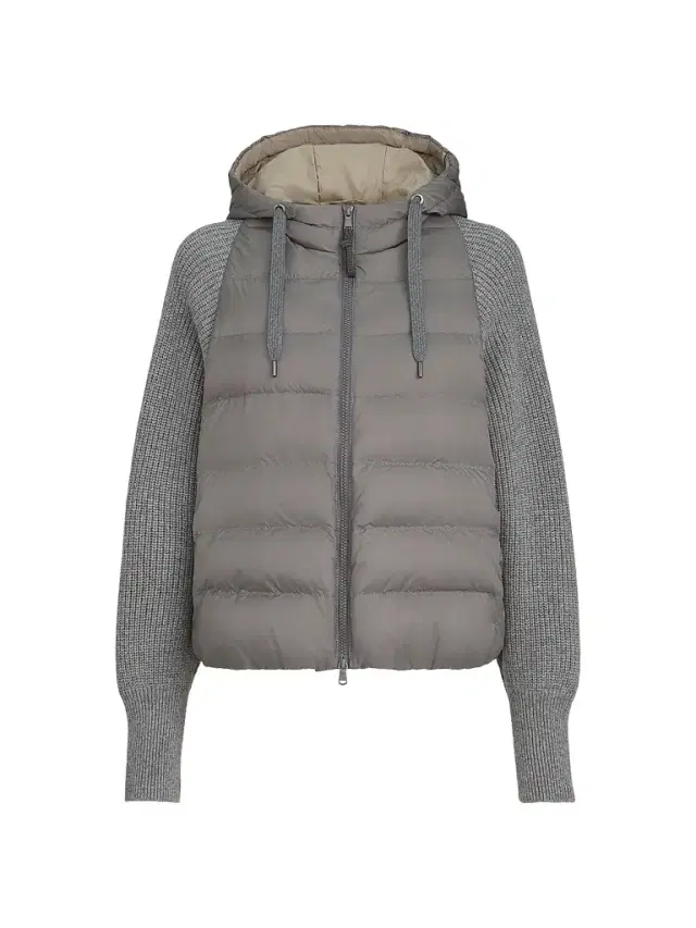 Brunello Cucinelli Women's Water-Resistant Matte Nylon Hooded Down Jacket - Medium Grey
