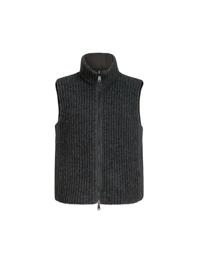 Brunello Cucinelli Women's Cashmere Feather Yarn Reversible Knit Down Vest - Lignite Grey