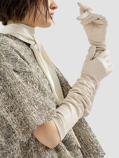 Brunello Cucinelli Women's Nappa Leather Long Gloves | Thumbnail 3