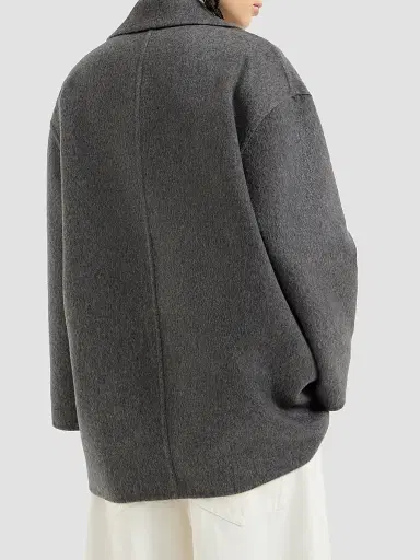 Brunello Cucinelli Women's Cashmere Double Beaver Cloth Pea Coat - Anthracite | Thumbnail 3 Brunello Cucinelli Women's Cashmere Double Beaver Cloth Pea Coat - Anthracite | Thumbnail 3