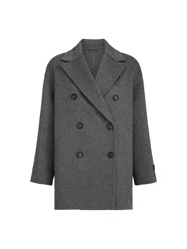 Brunello Cucinelli Women's Cashmere Double Beaver Cloth Pea Coat - Anthracite | Thumbnail 1 Brunello Cucinelli Women's Cashmere Double Beaver Cloth Pea Coat - Anthracite | Thumbnail 1