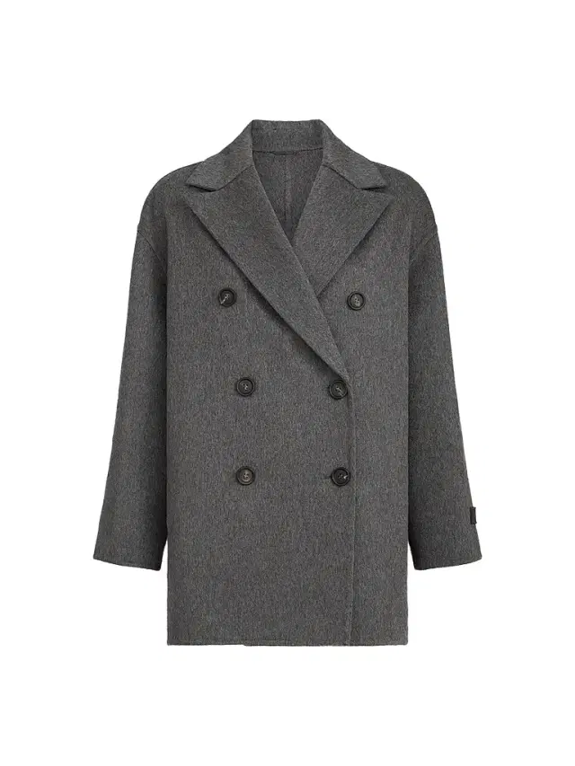 Brunello Cucinelli Women's Cashmere Double Beaver Cloth Pea Coat - Anthracite