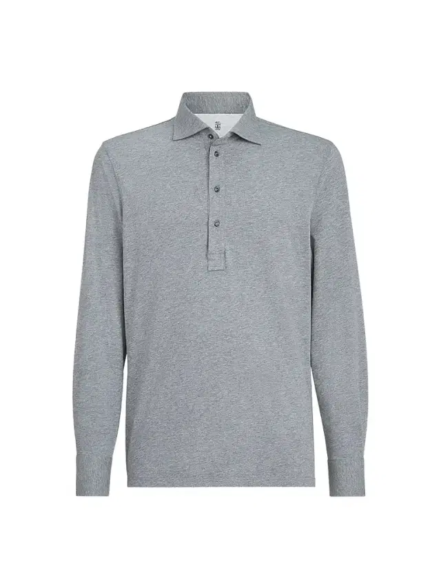 Brunello Cucinelli Men's Cotton Jersey Long Sleeve Polo Shirt