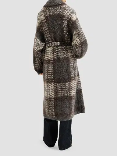 Brunello Cucinelli Women's Dazzling Tartan Double Knit Coat | Thumbnail 3