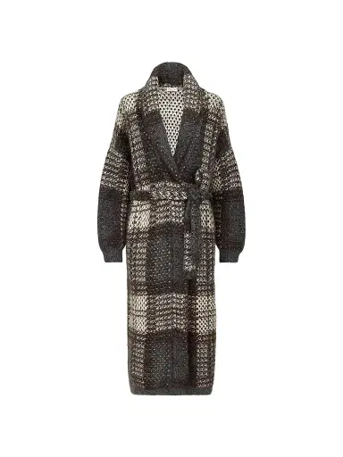 Brunello Cucinelli Women's Dazzling Tartan Double Knit Coat | Thumbnail 1