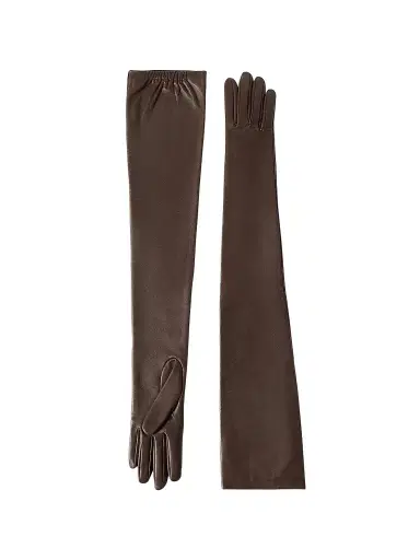 Brunello Cucinelli Women's Nappa Leather Long Gloves - Rust Brown | Thumbnail 1 Brunello Cucinelli Women's Nappa Leather Long Gloves - Rust Brown | Thumbnail 1
